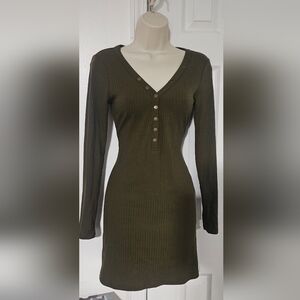 Forever 21 Dark Green Long Sleeve Dress